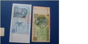 BANKNOTES: 10 DINARS 2005 - UNC AND 5 DINARS 1993-VF FROM TUNISIA. Banknote