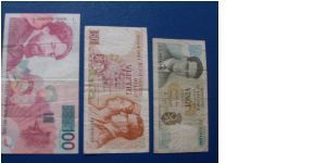 BANKNOTES:     100 FRANCS YEAR 1995 - AUNC,50 FRANCS 1966 - VF, 20 FRANCS 1964 - VF FROM BELGIUM. Banknote
