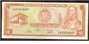 Peru 10 Soles De Oro 1976 P112. Banknote