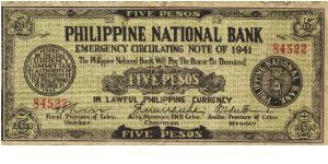 S-216 Cebu 5 Pesos note. I will sell or trade this note for either Philippine or Japan occupation notes I need. Banknote