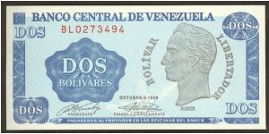 Venezuala 2 Bolivares 1989 P69. Banknote