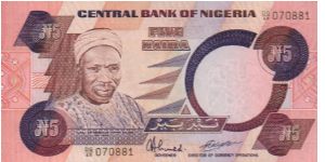 5 Naira;  Native dancers on back Banknote