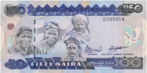 50 Naira;  Men working in field on back Banknote