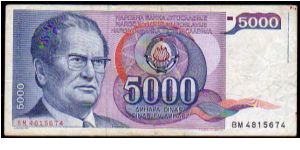 5000 Dinara
Pk 93a Banknote