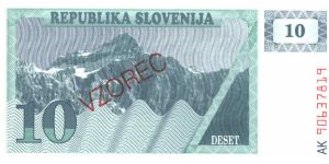 Dark blue-green and grayish purple on light blue-green underprint.

Specimen overprint: VZOREC Banknote