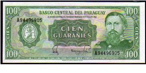 100 Guaranies
Pk 205

(L.25-05-1952) Banknote