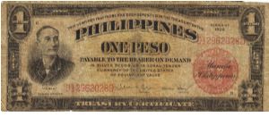 PI-81 Philippines 1 Peso note. I will sell or trade this note for Philippine or Japan occupation notes I need. Banknote