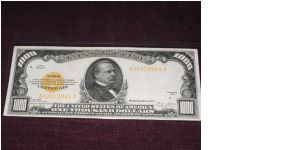 $1000 gold certificate, gem condition.  You will not find a note in better condition.  All from my grandpa. (FR 2408) Banknote