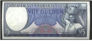 Blue on multicolour underprint. Two serial # varieties.

Large size serial # Banknote