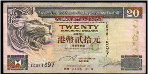 20 Dollars
Pk 201
-----------------
01-01-1985
-----------------
The Hong Kong and Shanghai Banking Corporation Limited
----------------- Banknote