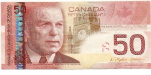 50 Dollars.

William Lion Mackenzie King at left on face; accomplishments of the Famous Five and Thérèse Casgrain on back.

Pick #104 Banknote