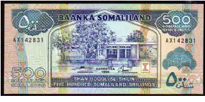 (Somaliland)

500 Shillings
Pk 6b Banknote