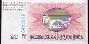 Banknote from Bosnia