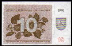 10 Talonas
Pk 35 Banknote