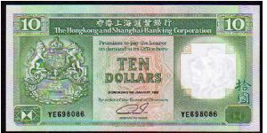 10 Dollars
Pk 191a
-----------------
01-01-1992
-----------------
The Hong Kong and Shanghai Banking Corporation
----------------- Banknote