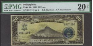 p34e 1908 20 Silver Peso Silver Certificate Banknote