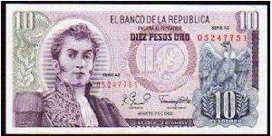10 Pesos Oro__
pk# 407h__
07-08-1980 Banknote
