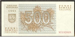 Lithuania 500 Talonu 1993 P46 Banknote