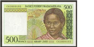 Madagascar 500 Francs 1994 P75. Banknote