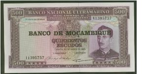 Mozambique 500 Escudos 1967 P118. Banknote