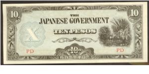 Philippines - Japanese  Occupation -  10 Pesos 1942 P108a. Banknote