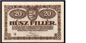 20 Filler
Pk 43 Banknote