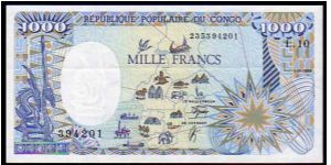 *CONGO REPUBLIC*
__

1000 Francs__
pk# 10a__01.01.1991
 Banknote