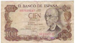 CIEN PESETAS
MADRID 17 de NOVEMBRE de 1970 Banknote