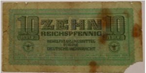 10 pf. wehrmachtnazi ocupation in balkan area Banknote