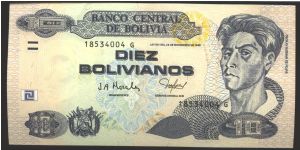 Like #223 218 216 210 204

Blue-black on multicolour underprint. Cecoillo Guzman de Rojas at right, arms at lower left. Figures overlooking city view on back.

Narrow secruity thread.

Series G Banknote