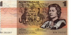 1 Dollar
O: Coat of Arms w/a Kangaroo & emul H.M. Queen Elizabeth II
R: Aboriginal Art - Cave Drawings
Size: 140 x 70mm Banknote