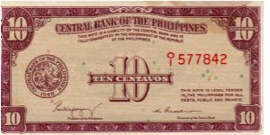 10 Centavos Banknote