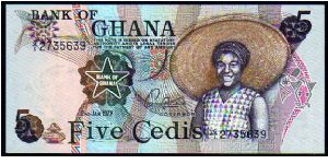 5 Cedis
Pk 15b
------------------
02-January-1977
------------------ Banknote