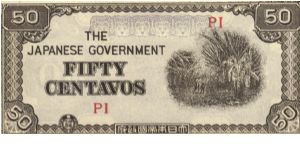 PI-105 Philippine 50 centavos note under Japan rule, white underprint. Banknote