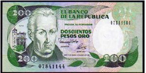 200 Pesos Oro__
pk# 429a__10.08.1992 Banknote