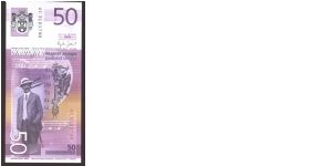 Purple and tan on multicolour underprint. Steven Stojanovic Mokranjac at left center, violin, keyboard and music score at center. Mokranjac standing, scores and linear art from Gospel of Miroslav illuminated manuscript. Banknote