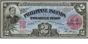 p25a 1903 2 Peso Silver Certificate Banknote