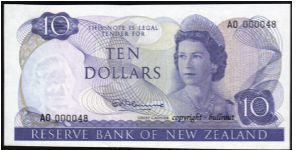 $10 Fleming A0 000048. 1st Prefix. The 48th $10 note printed. Banknote