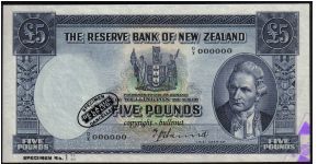 £5 Hanna SPECIMEN # 12 (TDLR) - 0/X 000000. Banknote