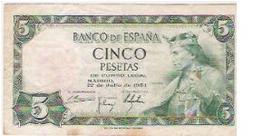 CINCO PESETAS Banknote