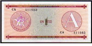 1 Peso

Pk Fx1
==================
Foreign Exchange Certificate
================== Banknote