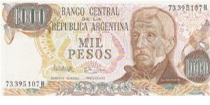 1976-1982 SERIE A_I

1000 PESOS
73.395.107H

P # 304C Banknote