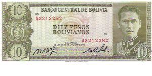 10 PESOS BOLIVIANOS
A3212282

P # 154 Banknote