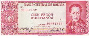 100 PESOS BOLIVIANOS
S6992982

P # 163 Banknote