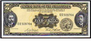 5 Pesos
Pk 136f__ND(1949-1969)

(L.1949) Banknote