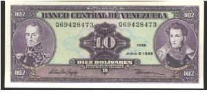Like #51

Purple on light green and lilac underprint. Caracas removed from upper center beneath bank title.

Printer: ABNC (withour imprint)

5.6.1995 Serial # prefix: P-U Banknote