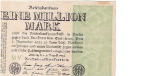 EINE MILLION MARK

REICHSBANKNOTE Banknote