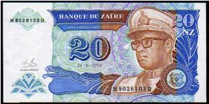 *ZAIRE*__
20 Noveaux Zaires__
Pk 56 Banknote
