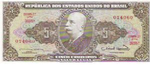 5 CRUZEIROS

SERIE 3698 A.
014060

P # 176B Banknote