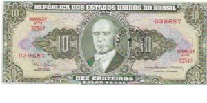 10 CRUZEIROS

SERIE 3254 A.

039687

P # 183B Banknote